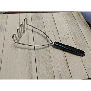 Vintage EKCO #7 Potato Vegetable Masher Black Handle Utensil 9"